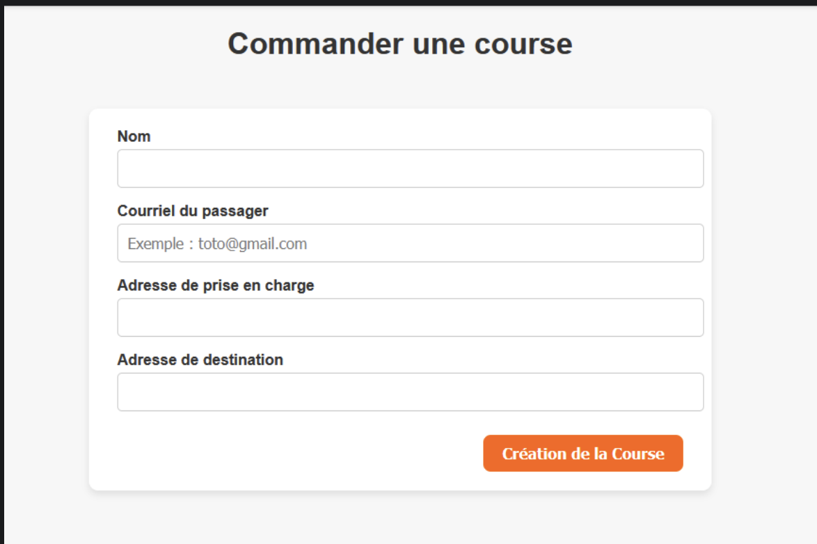 Interface de réservation